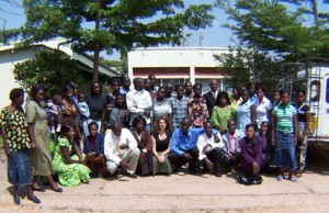 Amanda Lalley '07 in Zambia at teacher training workshop