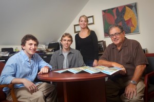 Ross Tilchin ’11, l-r, Tyler Bamford ’12, and Hannah Finegold ’11 worked with Donald L. Miller, MacCracken Professor of History, on his forthcoming book about New York City.