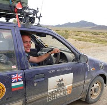 Nick Harvey '03 drives a Perodua Nippa in Mongol Rally.