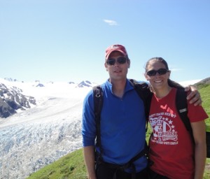 Professor David Sunderlin and Alexandria Brannick '12 near Exit Glacier in Alaska.