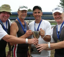 Richard Ulsh '66 (second from left) and other members of 2010 Gold Medal men’s quad team (L-R) Chris Ryan, Steve Irwin, and Steve Carr at 2010 U.S. Rowing Masters Championships.