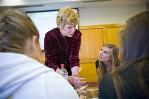 Professor Margarete Lamb-Faffelberger teaches a class in Max Kade Center for German Studies. 