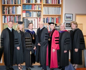 From left: John and Marianne Loose, President Daniel Weiss, Garry Marshall, Barry Sleckman ’83, Edward W. Ahart ’69, chair of the Board of Trustees, and Nancy J. Kuenstner, secretary of the Board of Trustees.