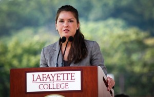 Student Government President Caroline Lang '13 welcomes the Class of 2016.