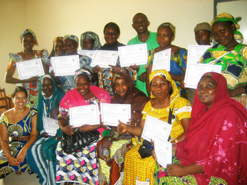 Melissa Persaud ’08 (front row, far left) with graduates of small business skills course at the lab in Garoua, Cameroon