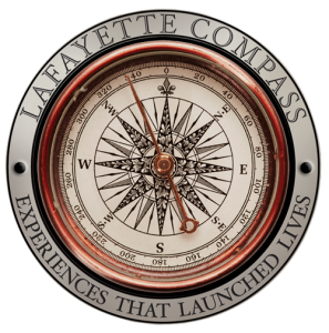 Lafayette Compass logo with text "Lafayette Compass--experiences that launched lives"