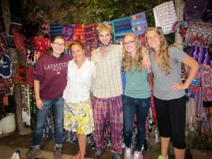 Anna Harris '14, left, with other members of her group at a women's cooperative outside Chichicastenango, Guatemala.