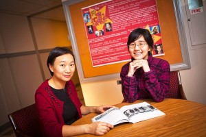 Li Yang, assistant professor of foreign languages and literatures, and Loujing “Gina” Pan ’15 in Pardee Hall