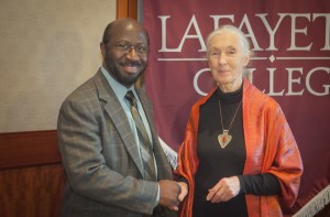 Professor Rex Ahene poses with Jane Goodall