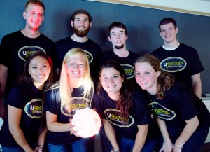 The eight students comprising the UPower Technologies team with the GameGlowb
