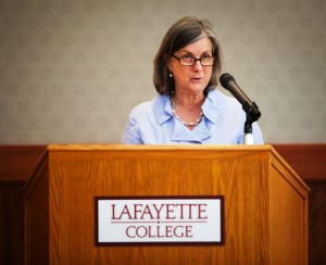 At the annual Community-Based Learning and Research Expo, Provost Wendy Hill announces the creation of the Center for Community Engagement and the appointment of Professor Debbie Byrd as its inaugural director. 