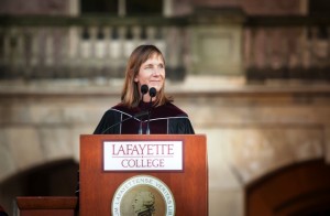 President Alison Byerly presents her inaugural address.