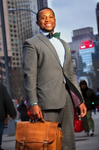 Nkrumah Pierre '06 carrying a briefcase in New York City