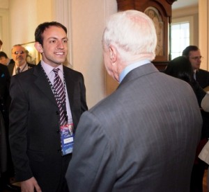 Geraldo Neto ’15 introduces himself to President Jimmy Carter during Carter’s visit to Lafayette in April 2013.