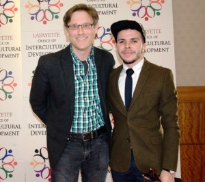 Professor Andy Smith and Riley Temple ’71 Creative and Artistic Citizenship Award recipient Joel Vargas ’14