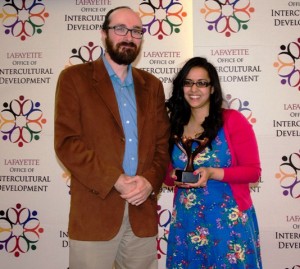 Professor Chris Phillips and Darlyne Bailey ’74 Excellence in the Humanities and Social Sciences Award recipient Shehtaz Huq ’14