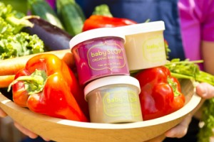 A selection of Adria Lazur Kinnier '97's organic baby food puree products.