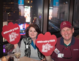 Rick Beltram '73 and June Bond at the Rally for the Rivalry