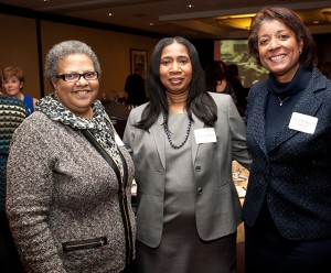 Jacquelyn Wilkins '77 (L-R), Maureen Hailey '77,, Sylvia Weaver '75 at the First Women of Lafayette dinner