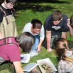 Professor Megan Rothenberger and students in her Environmental Issues in Aquatic Ecosystems course use macroinvertebrates and diatom assemblages as indicators of water quality at urban and forested sites along the Bushkill Creek.