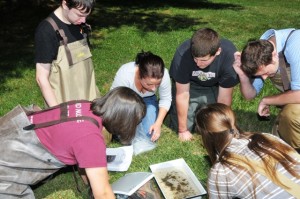 Professor Megan Rothenberger and students in her Environmental Issues in Aquatic Ecosystems course use macroinvertebrates and diatom assemblages as indicators of water quality at urban and forested sites along the Bushkill Creek.