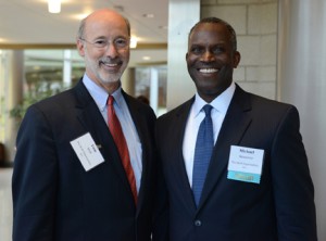 Gov.-Elect Tom Wolf (left) with Mike Newsome '75