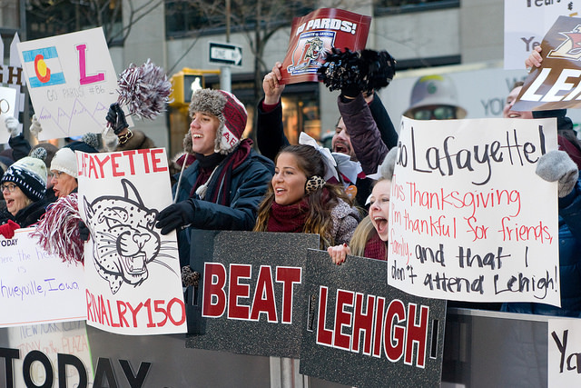 Students carry Lafayette signs outside The Today Show in New York City