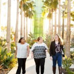 Shyla Watson ’15, Marie Garofalo ’10, and Brittany Flynn ’15 talk a walk through Disney’s campus in Glendale.