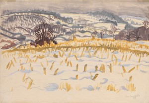Charles Burchfield, Corn Stubble in Winter (1917, watercolor on paper, 13 x 19 inches), courtesy DC Moore Gallery, New York, with permission from Charles E. Burchfield Foundation.