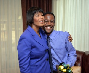 Jovante Anderson '19 shares a moment with Jamaican Prime Minister Portia Simpson Miller.