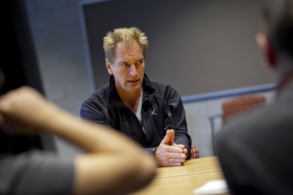 Julian Sands discusses his craft with students. 