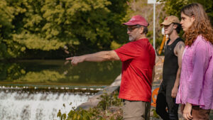 David Brandes with students at Bushkill Creek.