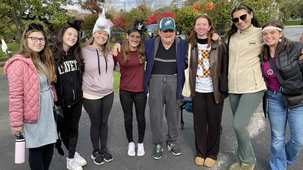 Lafayette students helped Gracedale residents hand out candy for Halloween.