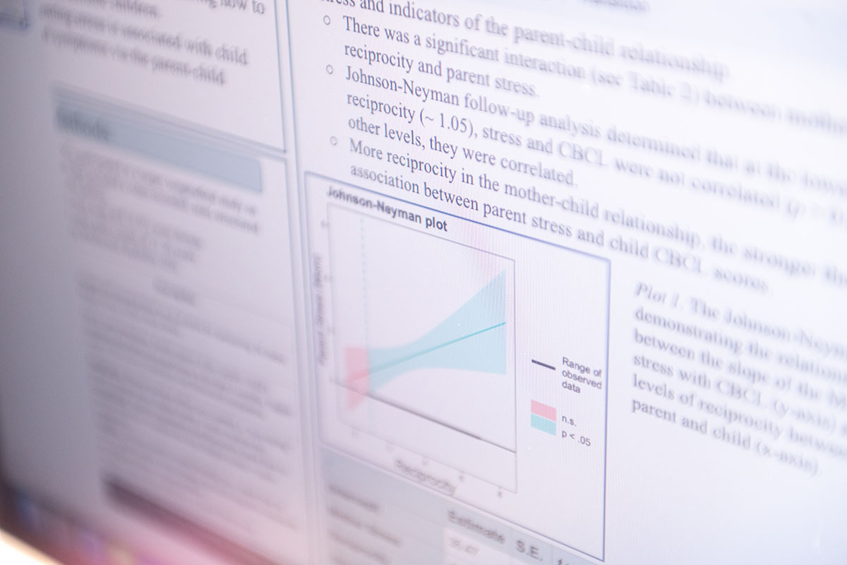 Closeup of a research poster with titled "Johnson-Neyman plot"