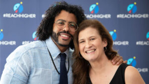 Daveed Diggs smiles with Nicole Hurd