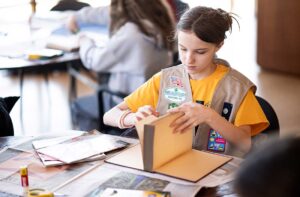 Girl Scout Building A book on Lafayettes Girl Scout badge day