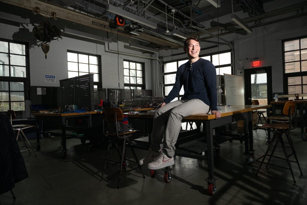 Max Skinner can be seen in a classroom