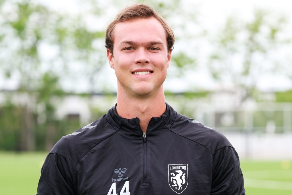 Griffin Huff '25 is pictured in uniform on the soccer field