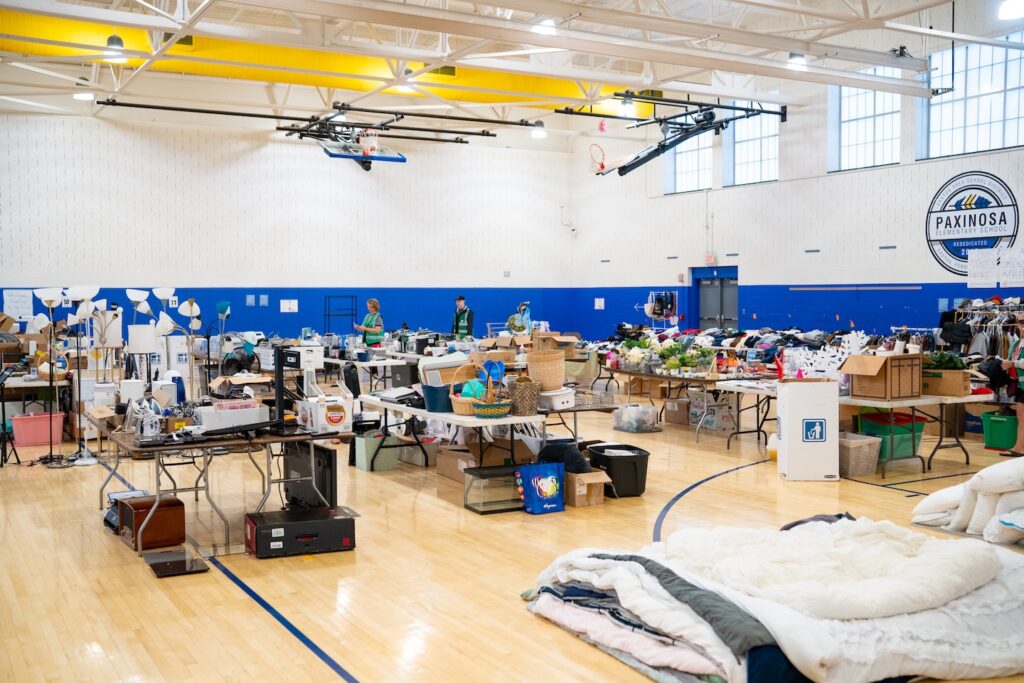 A view of the items for sale at the West Ward Sale in Paxinosa Elementary School gym.
