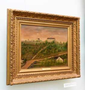 Earliest known painting of Lafayette College, circa 1858. | Photo by JaQuan Alston