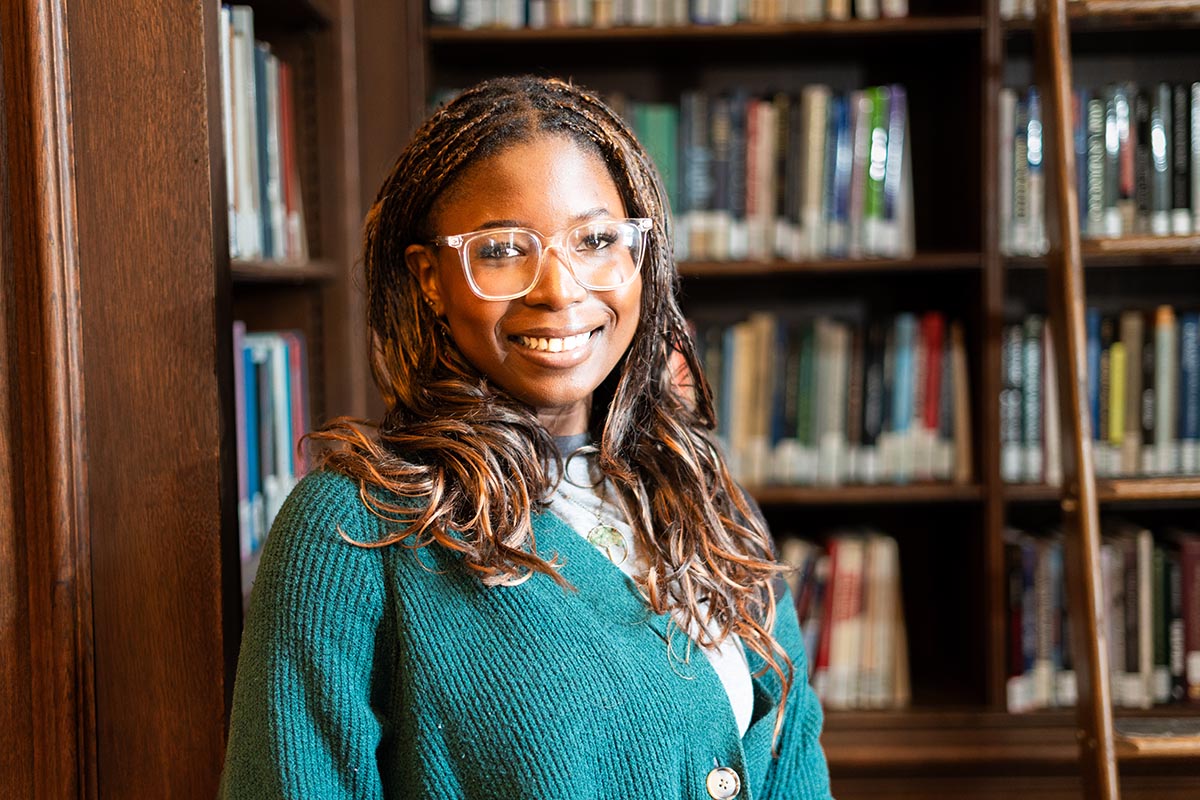Fatoumata Keita poses in Kirby Library