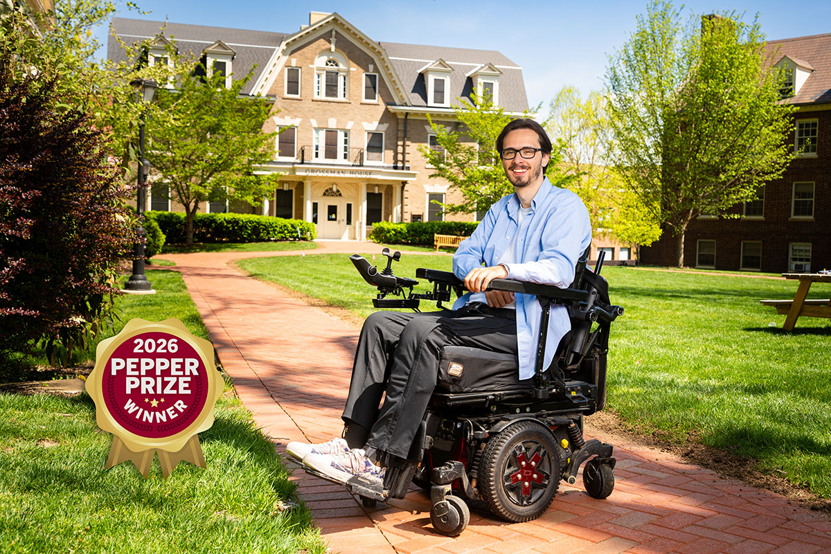 Dexter Kennedy ’26; Pepper Prize badge graphic reads: "2026 Pepper Prize Winner." 