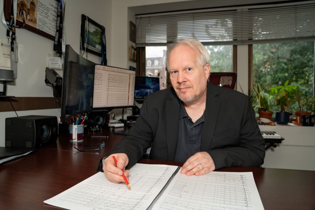 Prof. Kirk O’Riordan’s Bicentennial composition, “Two Hundred Moments, ” is based on fragments of the alma mater and the College’s fight song. | Photo by JaQuan Alston