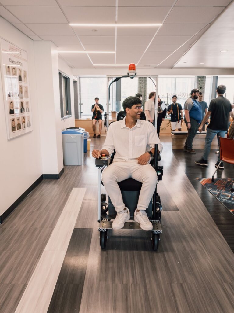 Kashif Chopra ’26 test drives autonomous tour guide | Contributed photo