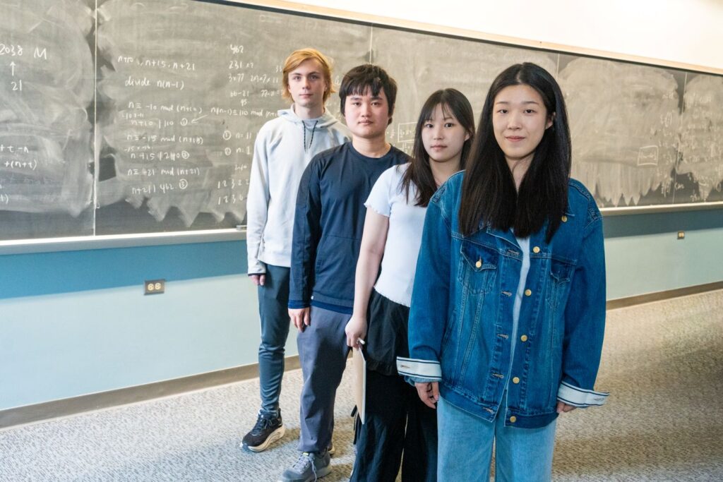 With math, there’s always an answer. Math Club (front to back): Huiyan Zou ’26, Wonhee Choi ’29, Trung Nguyen ’29, and Turner Day ’28. | Photo by JaQuan Alston 
