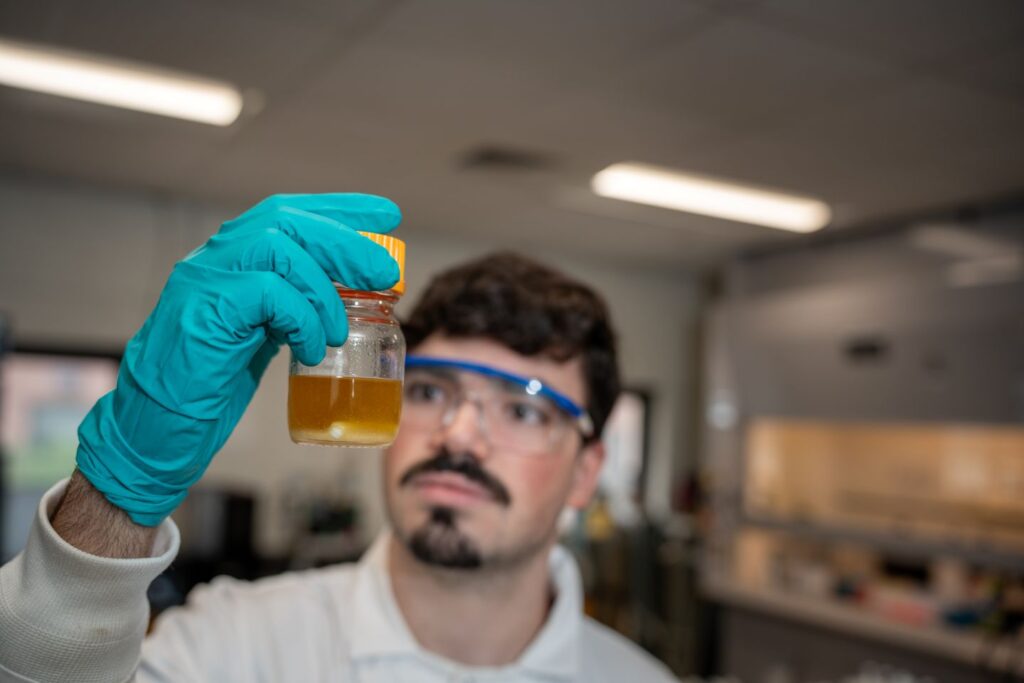Solvent allows betulin to precipitate out of the bark. (Photo | JaQuan Alston)
