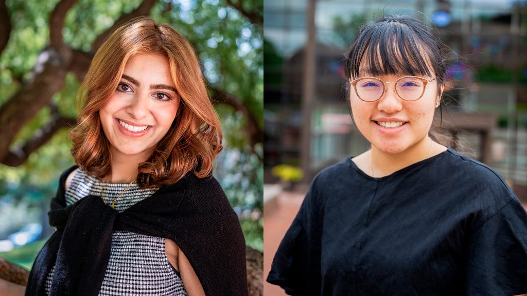 Headshot collage of Imaan Ali '26 and Camille Voo '26