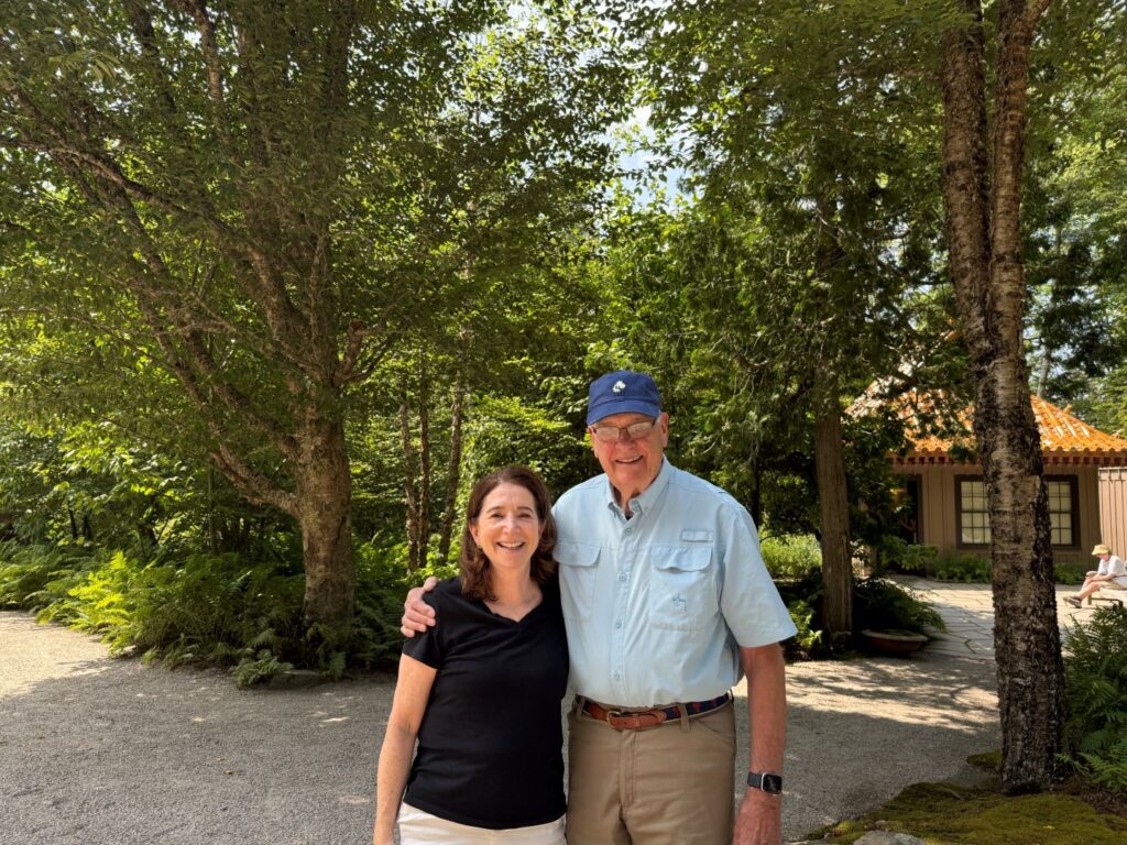 Pamela Passman '83 reunited with Fred Benson III ’59 at his home in Maine in 2025. (Contributed photo).