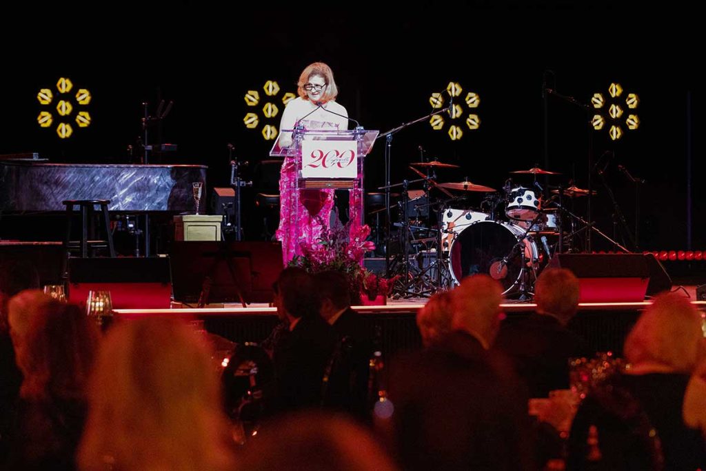 Lafayette President Nicole Hurd giving a speech at the College's Bicentennial Ball