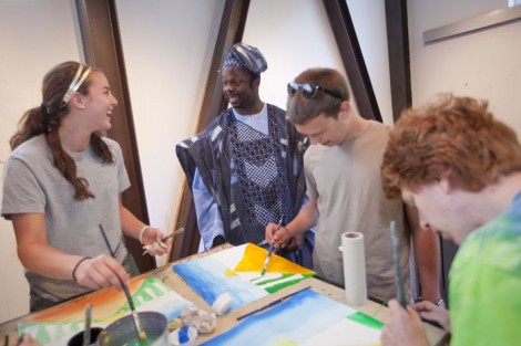 Lafayette College, the Community Based Teaching Program and the Art Department enjoy the residency of the Art Ambassador of Nigeria, Ibiyinka Alao. Here he works with Lafayette students in the Williams Visual Arts Building